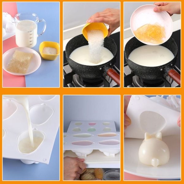Small 6-link Bunny Pudding Silicone Mold Cake Mousse Jelly Baking Grinder - Image 8