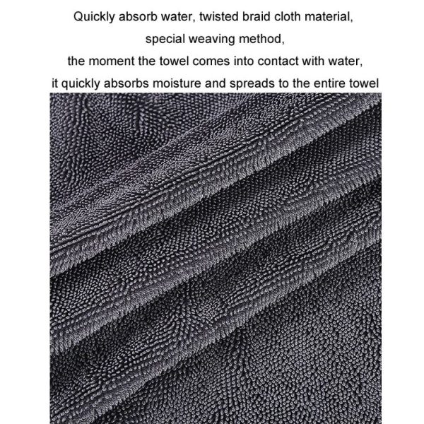 30x40cm Thickened Twisted Braid Cloth Absorbent Car Cleaning Towel (Dark Gray 1pcs) - Image 3