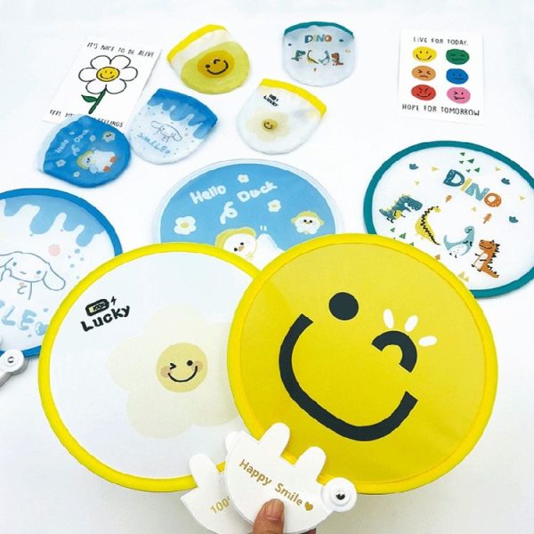 Folding Fan With Handle Cartoon Mini Fabric Hand Fan (Hello Duck) - Image 2