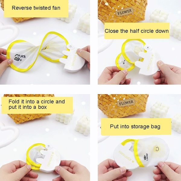Folding Fan With Handle Cartoon Mini Fabric Hand Fan (Hello Duck) - Image 6