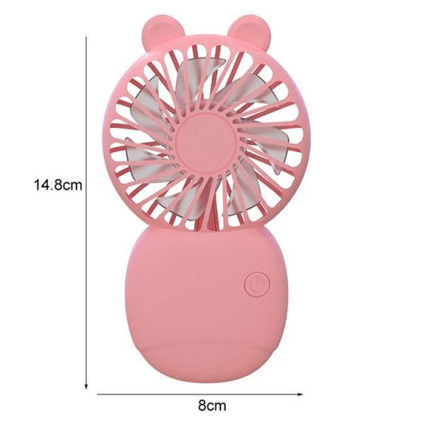 Summer Cartoon Pocket Handheld Stand Fan Rechargeable Silent Mini Fan (Pink) - Image 3