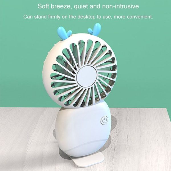 Summer Cartoon Pocket Handheld Stand Fan Rechargeable Silent Mini Fan (Pink) - Image 4