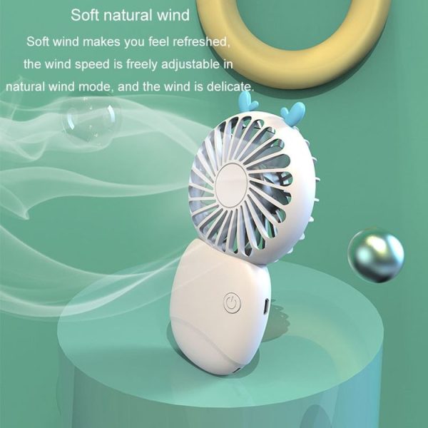 Summer Cartoon Pocket Handheld Stand Fan Rechargeable Silent Mini Fan (Pink) - Image 8