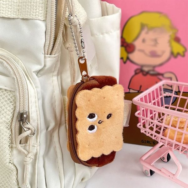 8.5x6cm Cartoon Cute Crooked Mouth Cookie Plush Coin Purse Data Cable Lipstick Storage Bag - Image 2