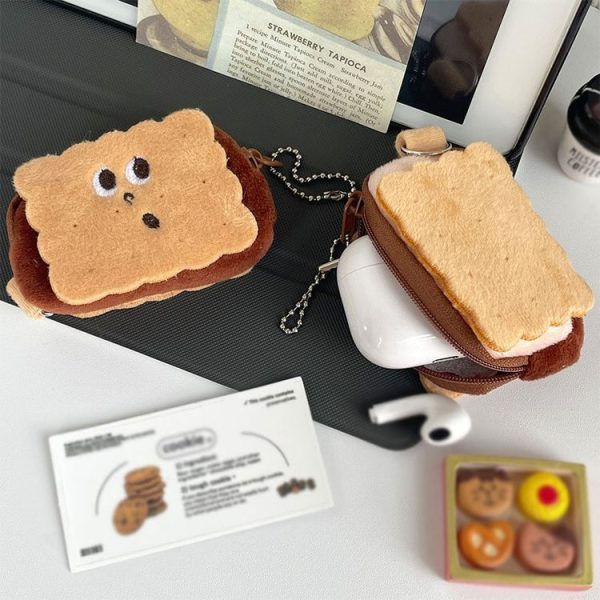 8.5x6cm Cartoon Cute Crooked Mouth Cookie Plush Coin Purse Data Cable Lipstick Storage Bag - Image 4