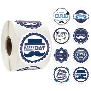 1.5 Inch 500pcs / Roll Happy Fathers Day Stickers For Box And Gifts Wrapping Decoration (Style One)