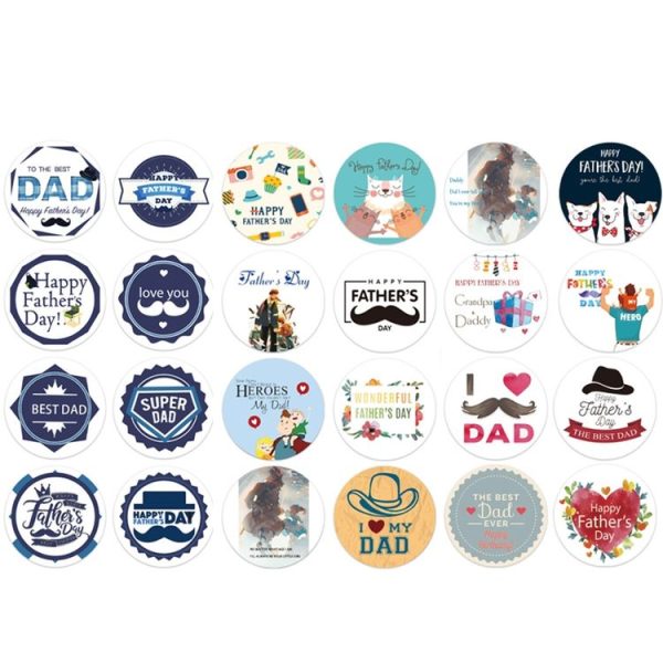 1.5 Inch 500pcs / Roll Happy Fathers Day Stickers For Box And Gifts Wrapping Decoration (Style One) - Image 2