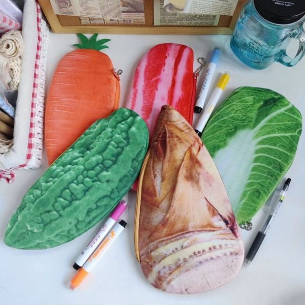 3D Simulation Ingredients Vegetable Plush Pencil Pouch Large Pen Case Student Stationery, Style: Cabbage - Image 3
