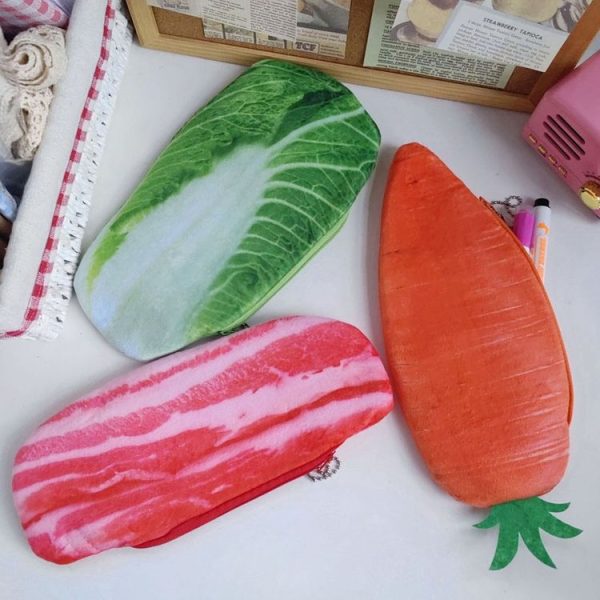 3D Simulation Ingredients Vegetable Plush Pencil Pouch Large Pen Case Student Stationery, Style: Cabbage - Image 4