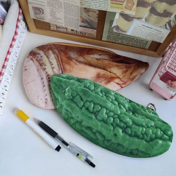 3D Simulation Ingredients Vegetable Plush Pencil Pouch Large Pen Case Student Stationery, Style: Cabbage - Image 6