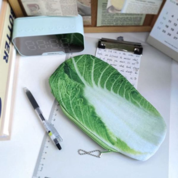 3D Simulation Ingredients Vegetable Plush Pencil Pouch Large Pen Case Student Stationery, Style: Cabbage - Image 7