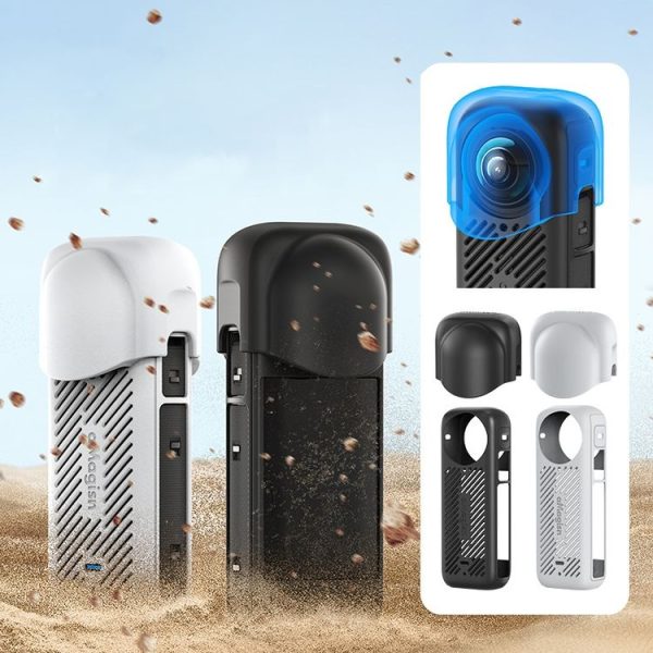 Insta360 X4 AMagisn Silicone Protective Cover Body Case + Lens Cover Black - Image 2