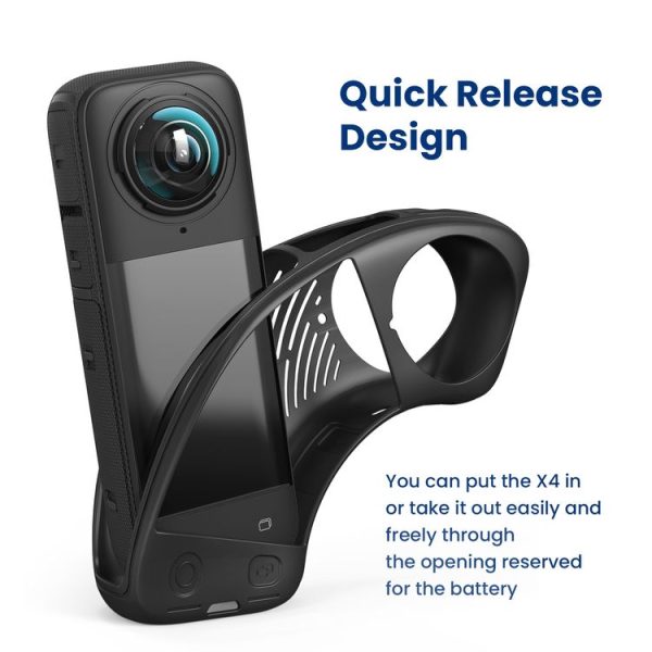 Insta360 X4 AMagisn Silicone Protective Cover Body Case + Lens Cover Black - Image 5