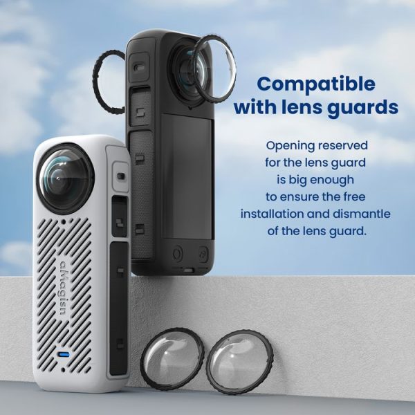 Insta360 X4 AMagisn Silicone Protective Cover Body Case + Lens Cover Black - Image 7