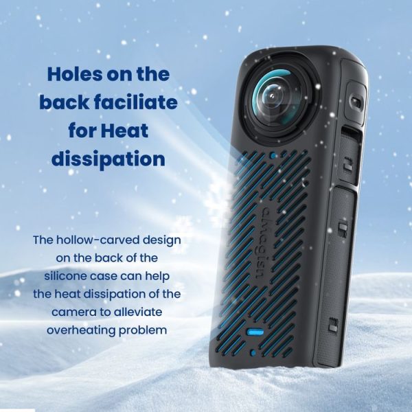 Insta360 X4 AMagisn Silicone Protective Cover Body Case + Lens Cover Black - Image 8