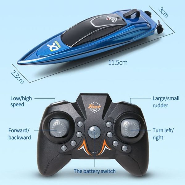 Children 2.4G Mini Remote Control Boat Summer Water Play Electrical Submarine Boys Toys (Blue) - Image 3