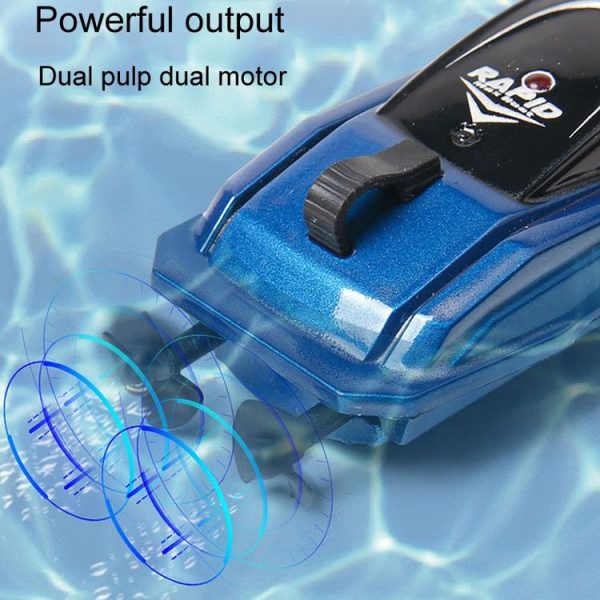 Children 2.4G Mini Remote Control Boat Summer Water Play Electrical Submarine Boys Toys (Blue) - Image 6