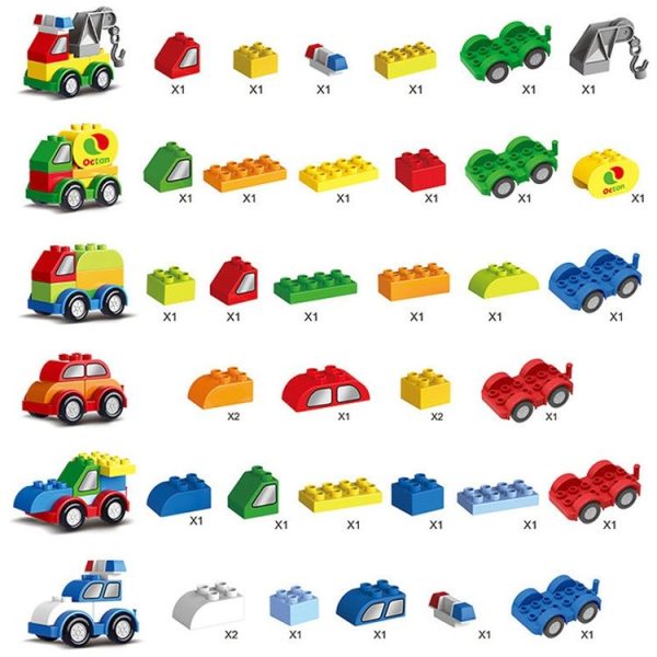 Children Large Particle Engineering Car Educational Assembly Building Block Toys, Style: Fire Truck - Image 4
