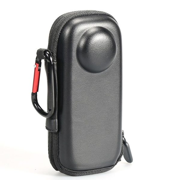 Insta360 X4 Mini Storage Case PU Bag Sport Camera Protector With Hook (Black) - Image 2