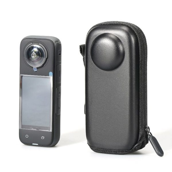 Insta360 X4 Mini Storage Case PU Bag Sport Camera Protector With Hook (Black) - Image 6