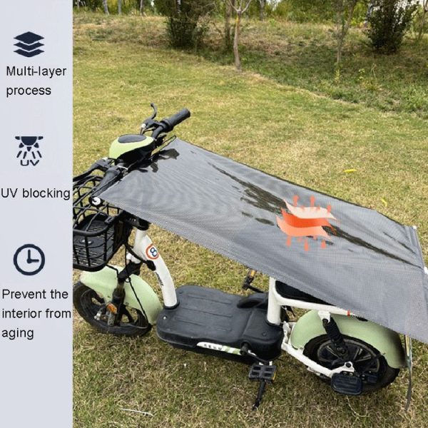 Electric Bike Telescopic Sunshade Rain Shield Motorcycle Rain Cover, Size: 58 x 125cm Silver - Image 6