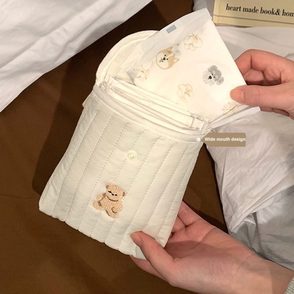 Embroidered Cartoon Cute Sanitary Napkin Mini Storage Bag, Color: Cherry - Image 3