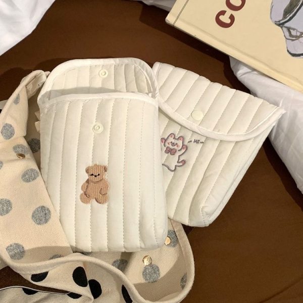 Embroidered Cartoon Cute Sanitary Napkin Mini Storage Bag, Color: Cherry - Image 5