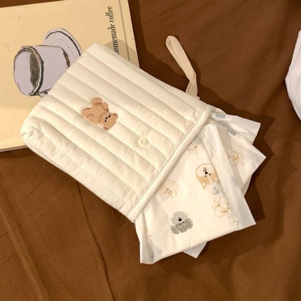Embroidered Cartoon Cute Sanitary Napkin Mini Storage Bag, Color: Cherry - Image 7