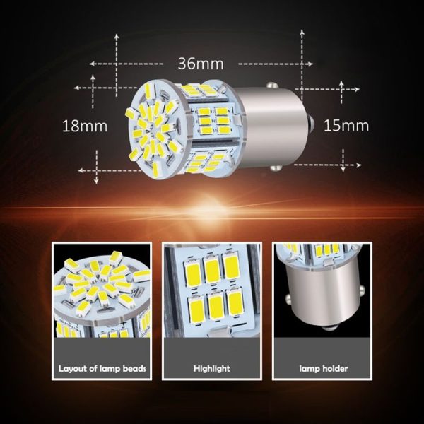 2pcs 1156-3014-5.4W LED Car Lights High Brightness Turn Signal Lights (White Light) - Image 3