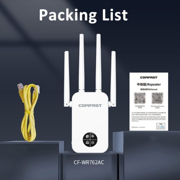 COMFAST 762AC 1200Mbps WiFi Signal Booster Dual Band WiFi Repeater with OLED Display Screen - Image 14