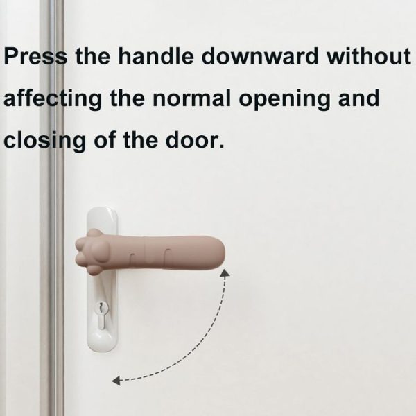 Silicone Door Handle Protector Children Anti-collision Door Pads, Spec: Cat Claw-Beige - Image 4