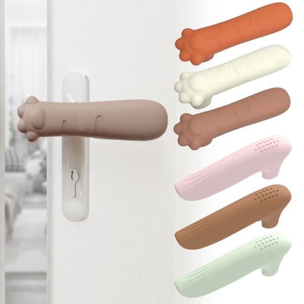 Silicone Door Handle Protector Children Anti-collision Door Pads, Spec: Cat Claw-Beige - Image 8