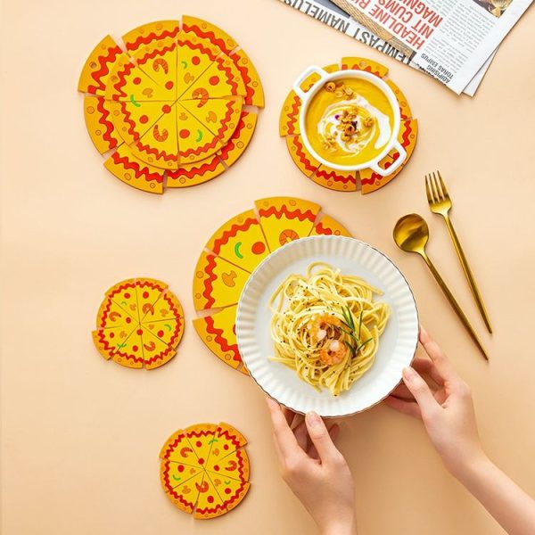 Silicone Insulated Table Placemat Pizza Shaped Bowl Mat PVC Coasters, Size: Small - Image 10