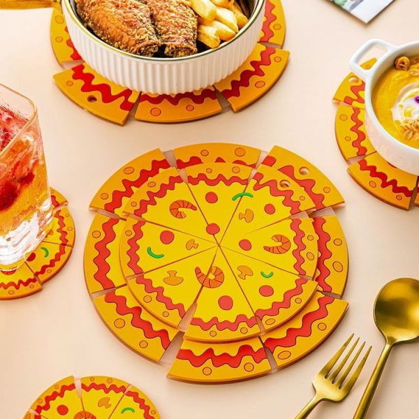 Silicone Insulated Table Placemat Pizza Shaped Bowl Mat PVC Coasters, Size: Small - Image 12