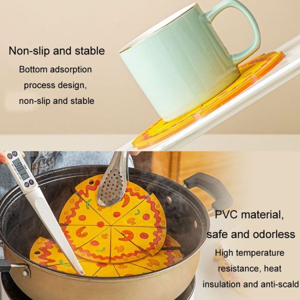 Silicone Insulated Table Placemat Pizza Shaped Bowl Mat PVC Coasters, Size: Small - Image 7