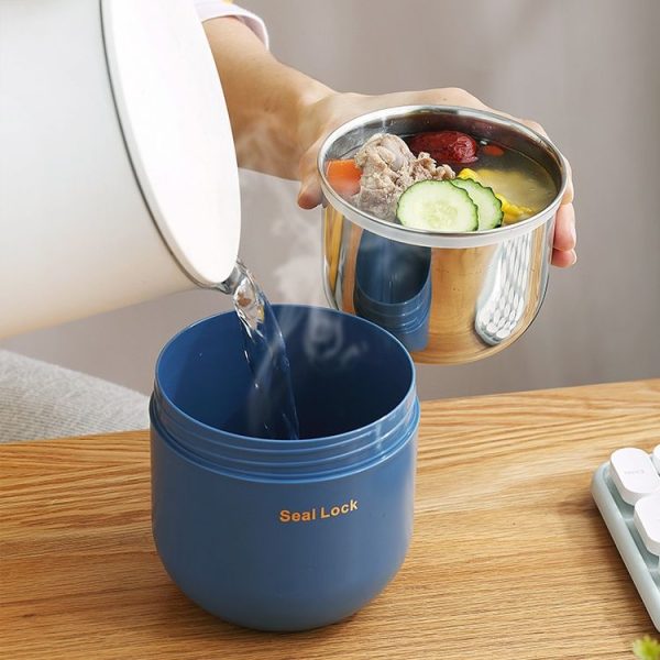 304 Stainless Steel Insulated Soup Bowl Oatmeal Breakfast Cup Portable Lunch Box, Color: 600ml Pink - Image 10