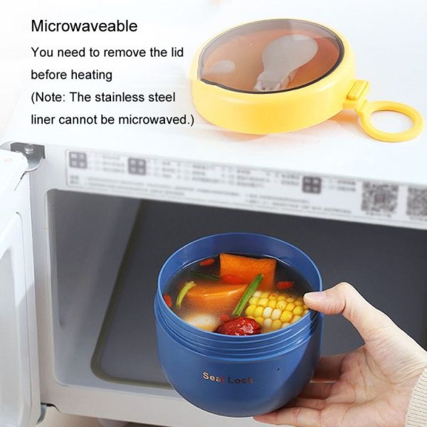 304 Stainless Steel Insulated Soup Bowl Oatmeal Breakfast Cup Portable Lunch Box, Color: 600ml Pink - Image 8