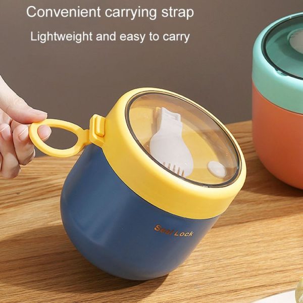 304 Stainless Steel Insulated Soup Bowl Oatmeal Breakfast Cup Portable Lunch Box, Color: 600ml Pink - Image 9