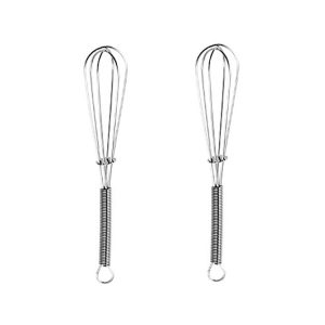2pcs Household Manual Spring Beater Handheld Stainless Steel Mini Whisk, Size: 5 inch