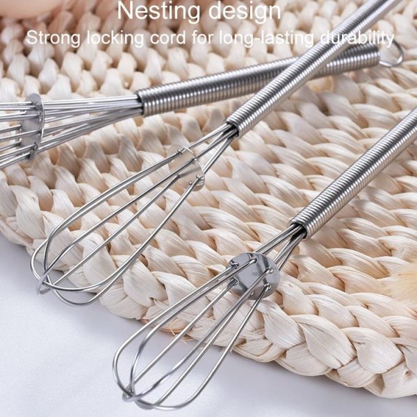 2pcs Household Manual Spring Beater Handheld Stainless Steel Mini Whisk, Size: 5 inch - Image 3