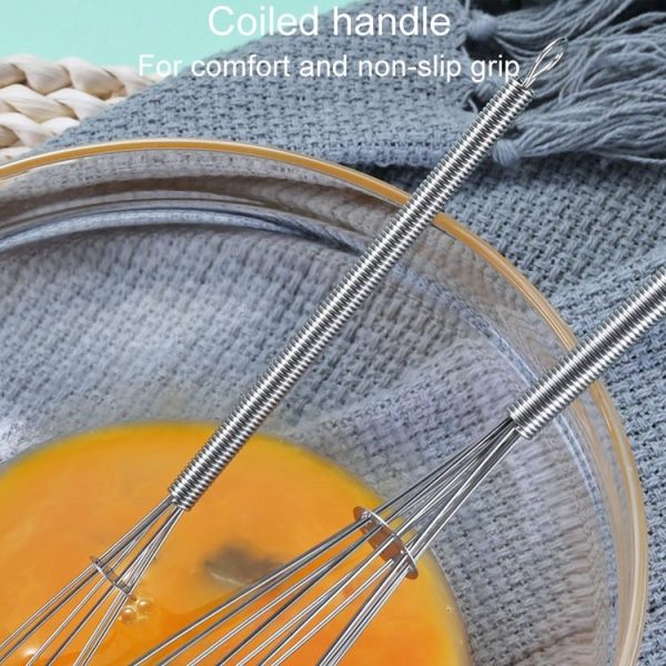2pcs Household Manual Spring Beater Handheld Stainless Steel Mini Whisk, Size: 5 inch - Image 5