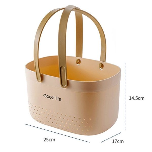 Silicone Portable Wash Basket Bathroom Storage Drainage Shower Shelf Basket (Grey) - Image 3