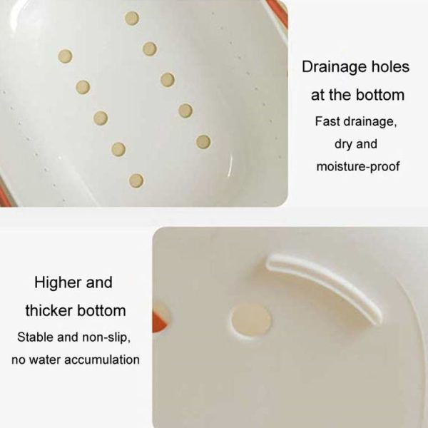 Silicone Portable Wash Basket Bathroom Storage Drainage Shower Shelf Basket (Grey) - Image 4