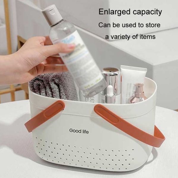 Silicone Portable Wash Basket Bathroom Storage Drainage Shower Shelf Basket (Grey) - Image 5