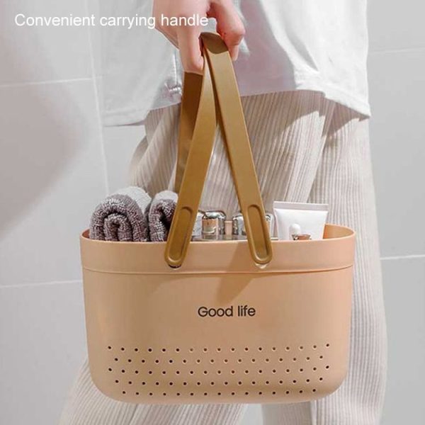 Silicone Portable Wash Basket Bathroom Storage Drainage Shower Shelf Basket (Grey) - Image 6