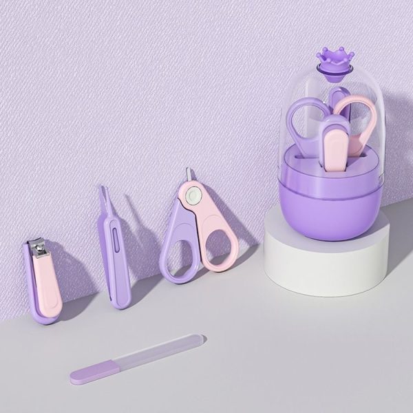 4-In-1 Infant Nails Clippers Newborn Cleaning Care Set (Purple)