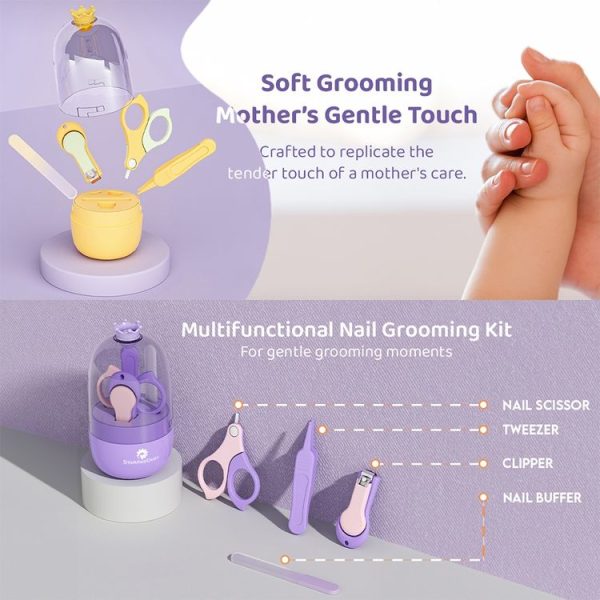 4-In-1 Infant Nails Clippers Newborn Cleaning Care Set (Purple) - Image 8