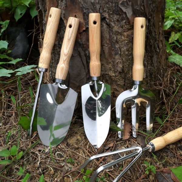 Garden Planting Shoveling Tools Thickened Wooden Handle Gardening Kit, Model: Large Shovel - Image 2
