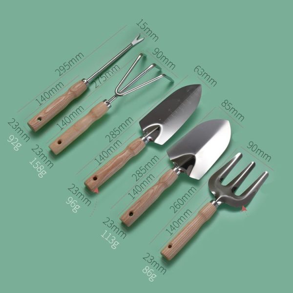 Garden Planting Shoveling Tools Thickened Wooden Handle Gardening Kit, Model: Large Shovel - Image 3