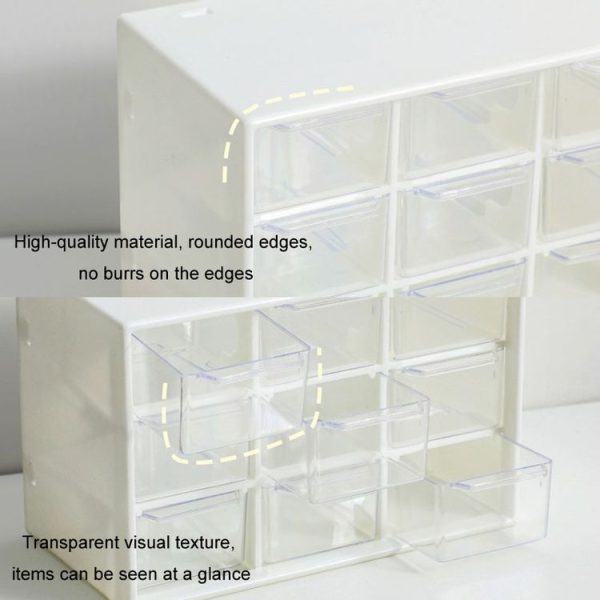 Transparent Desktop Small Objects Compartment Drawer Organizer Hair Accessories Storage Case, Color: 9 Grids White - Image 3